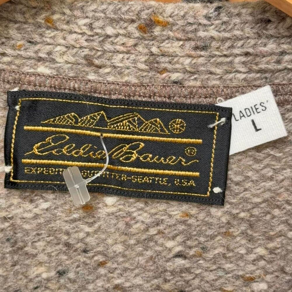 Vintage Eddie Bauer Wool Tweed Sweater Vest Speckled Knit size L - Picture 8 of 8